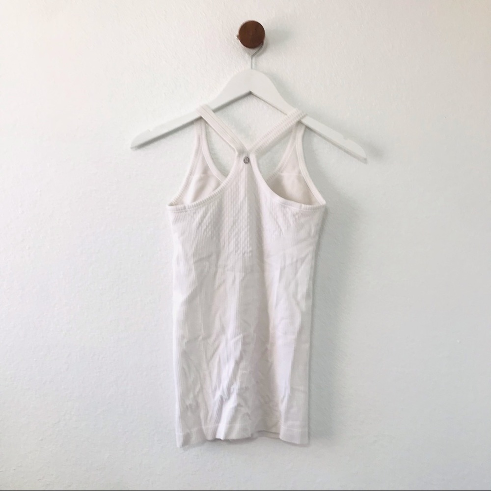 Lululemon White Ribbed Racerback Tank Top 4 - Picture 5 of 6